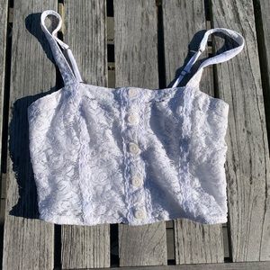 White Lace Abercrombie Fitting Crop Top - barely worn, size XS womens